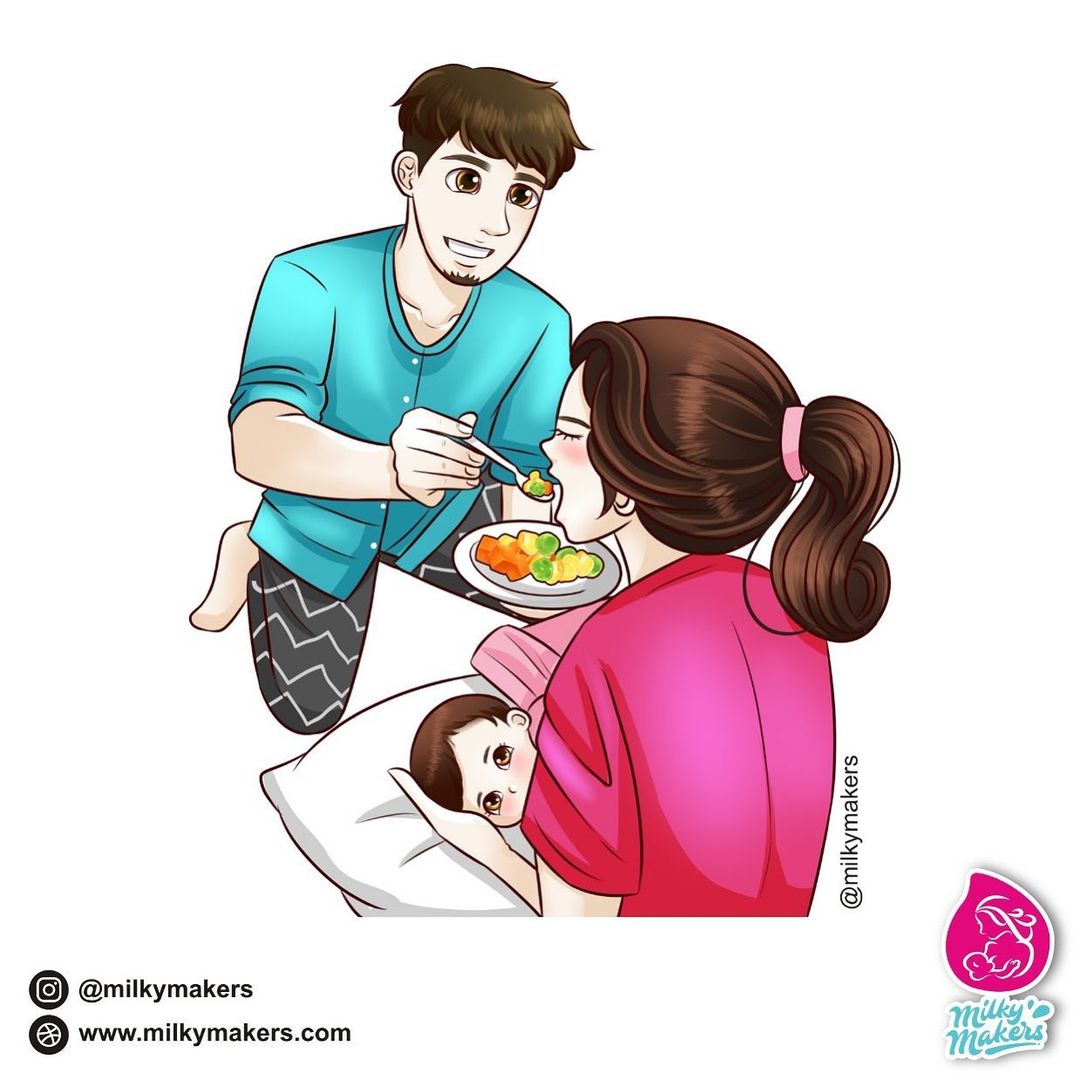 husband feeding wife