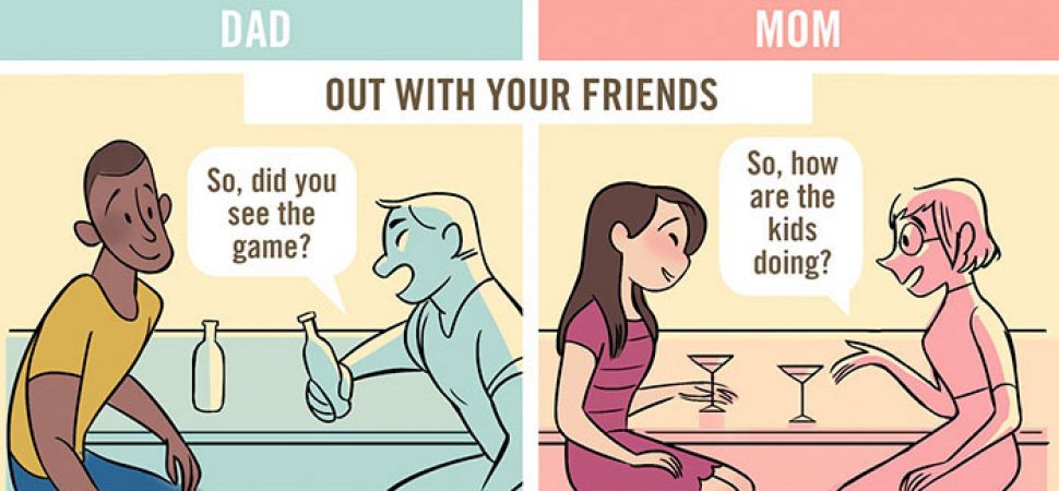 Comics Reveal How Dads And Moms Are Treated Differently In Public