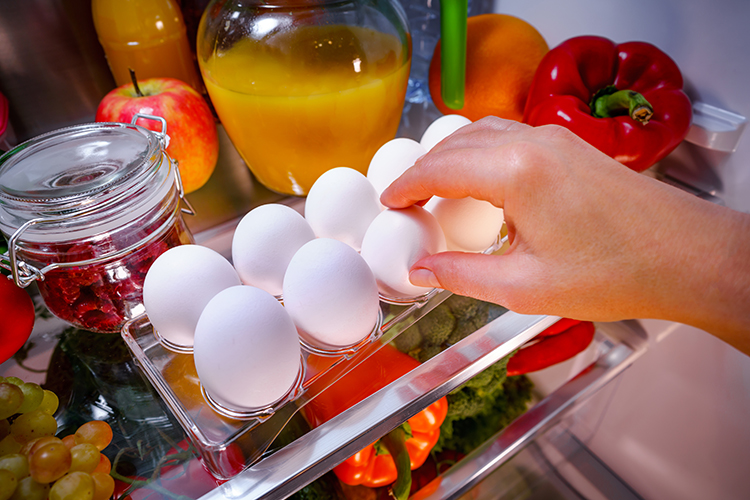 Refrigerator with fruits, veggies, eggs and dairy