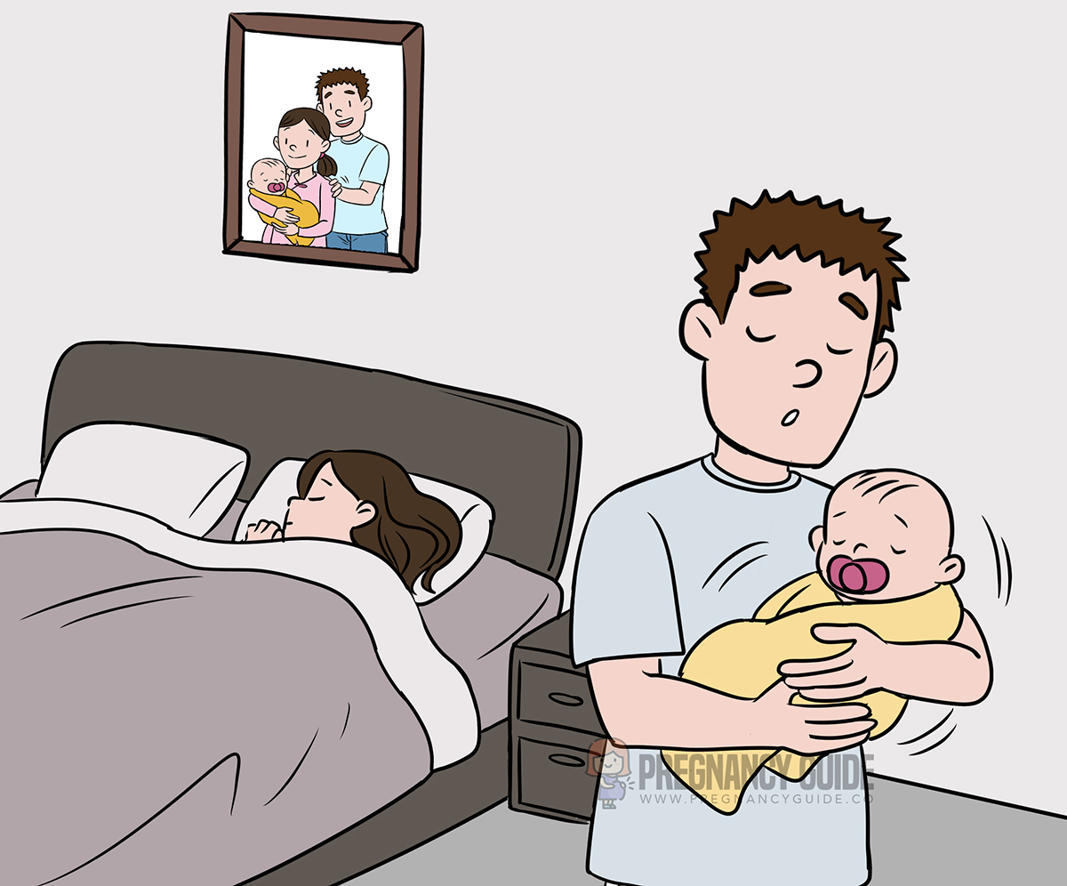 dad awake with baby