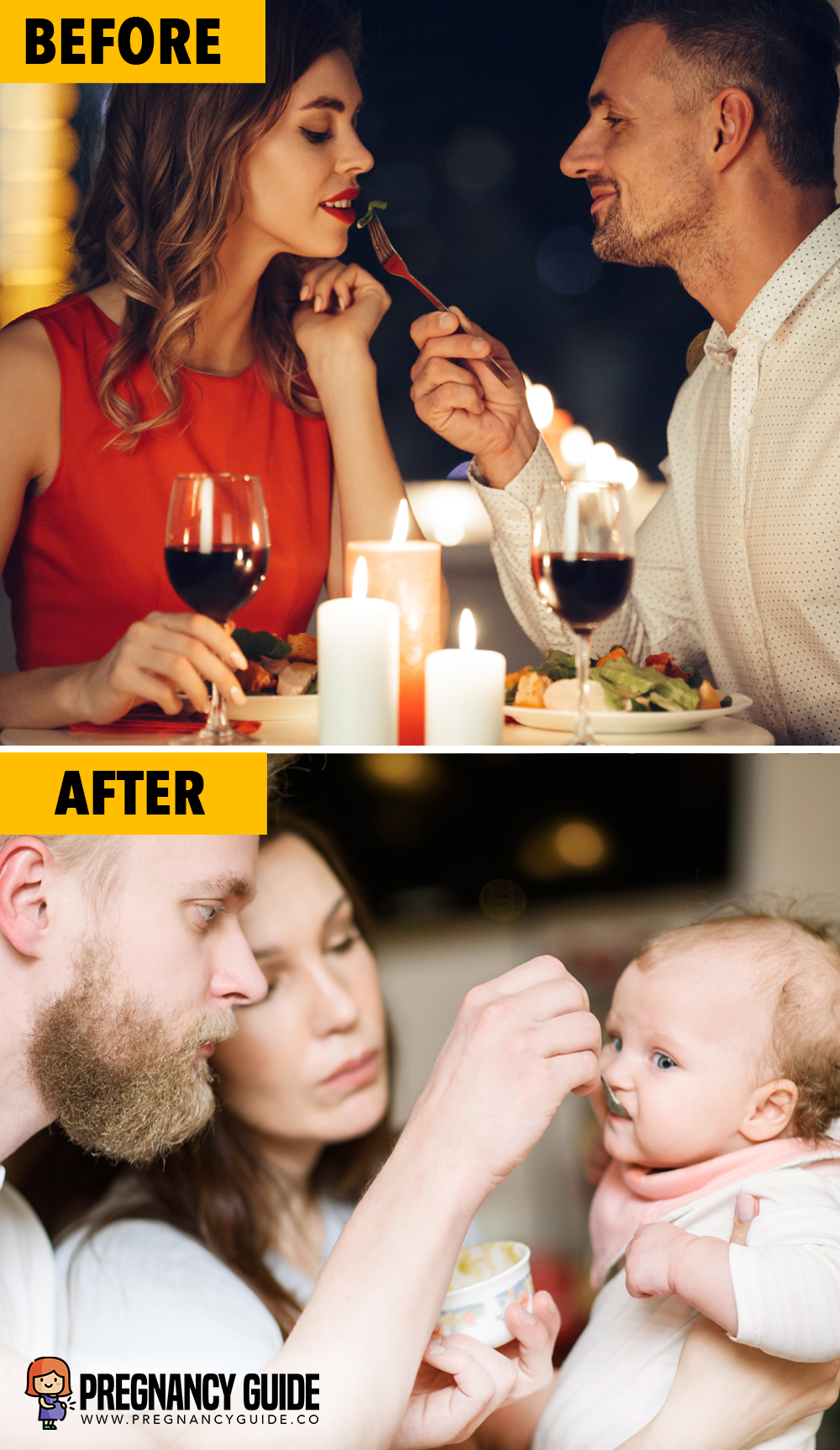 dinner before and after baby
