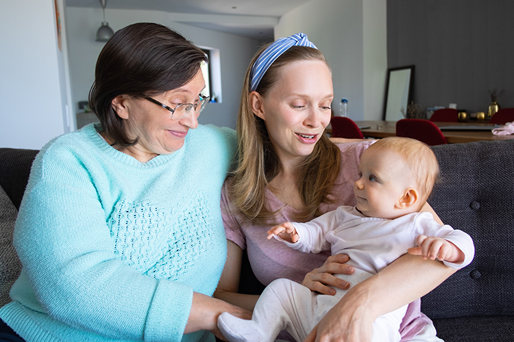 grandma with baby and daughter