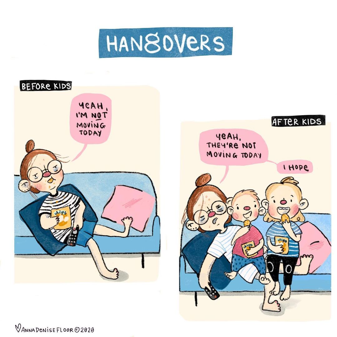 hangovers before and after kids