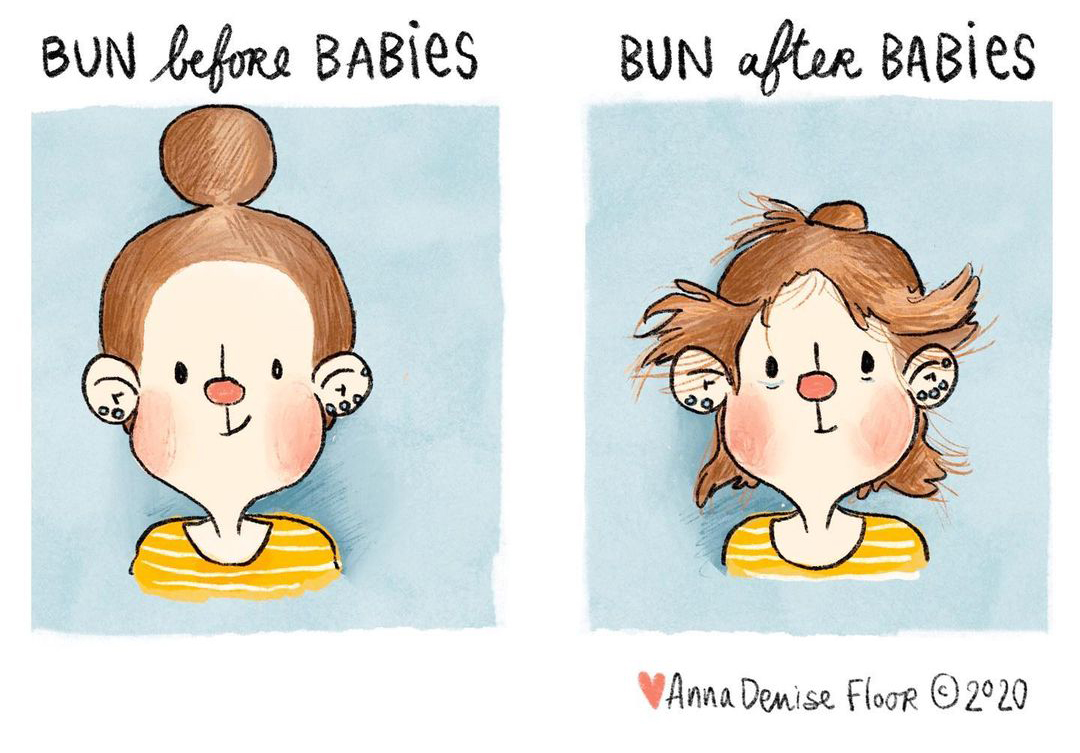 mom bun before and after babies
