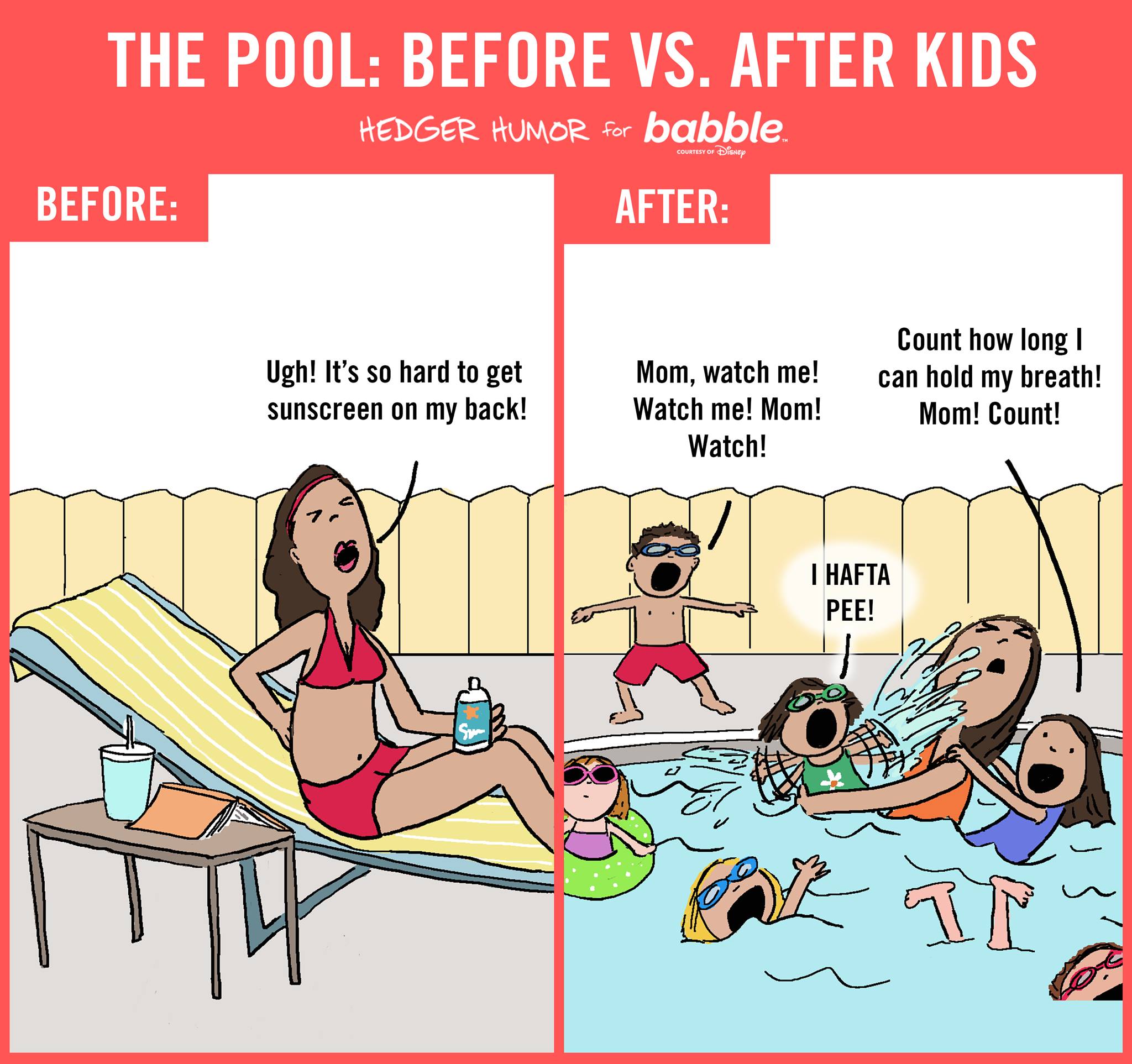 pool time before after kids