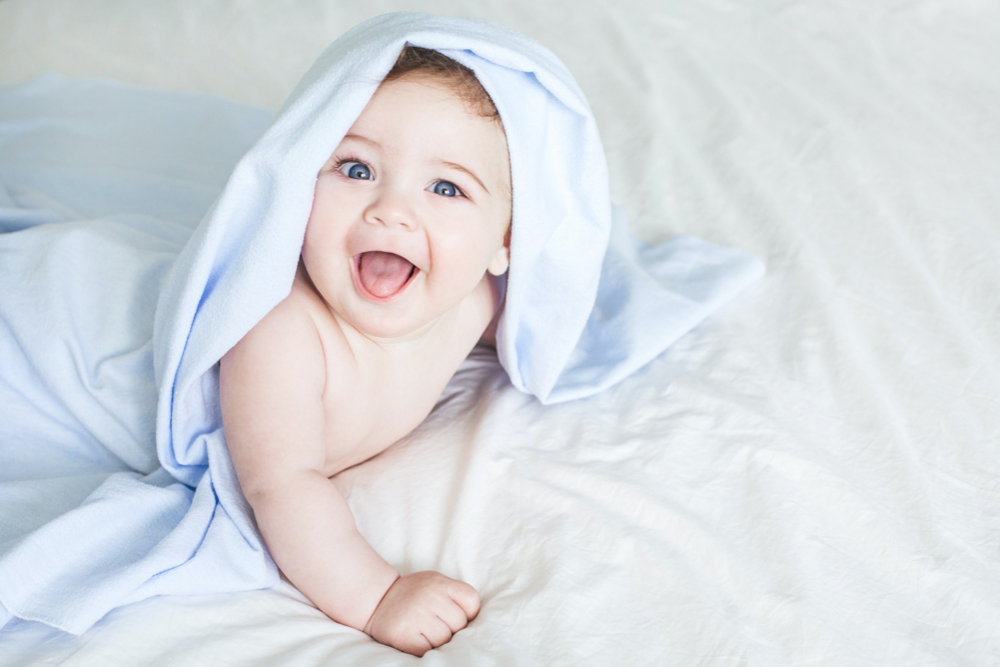 cute baby boy after bath