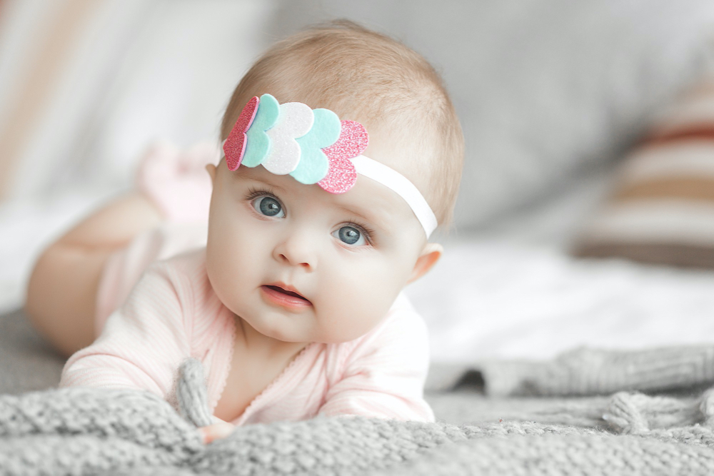 cute baby girl crawling