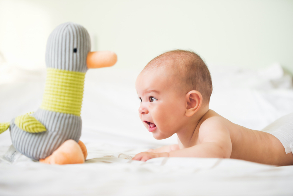 baby doing tummy time