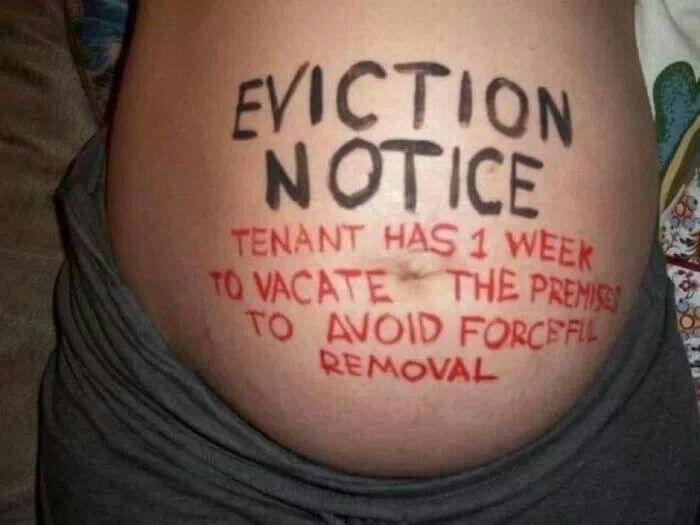 eviction notice to baby in womb