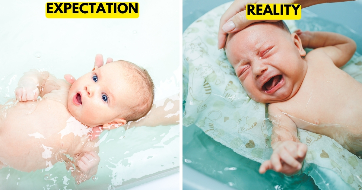 newborn bath Expectation reality